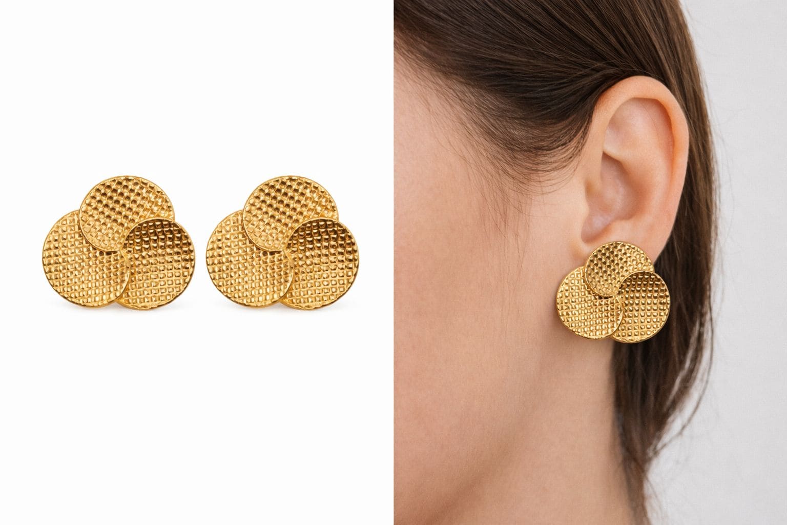 Comprar Brinco Feminino Flor Texturizada em Aço Inox – Dourado e Prata na Glow Makeup