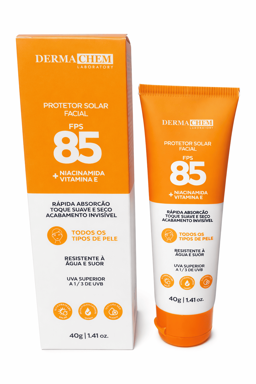 Comprar Protetor Solar Facial FPS 85 Derma Chem Niacinamida + Vitamina E – 40g na Glow Makeup