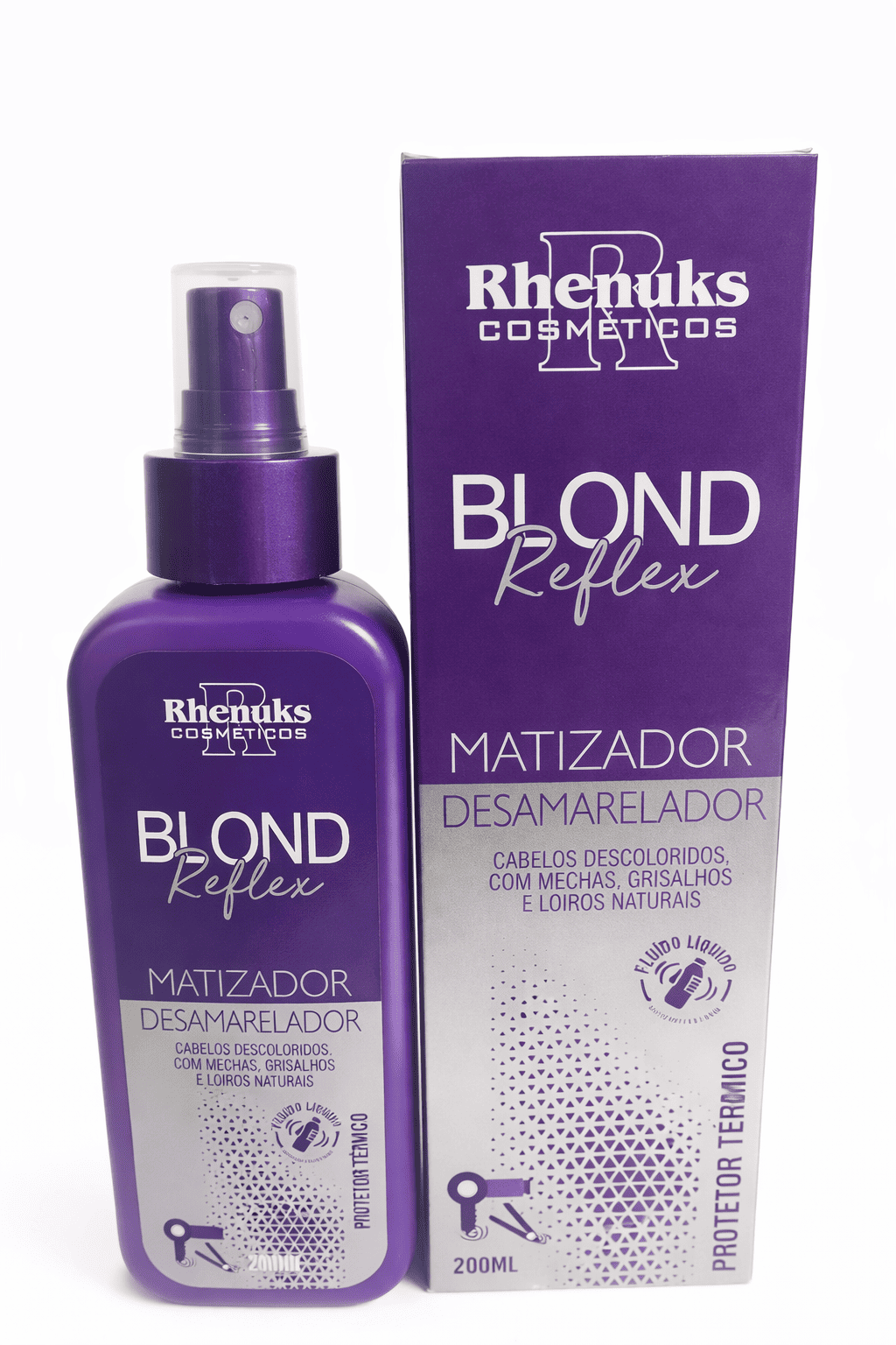 Comprar Matizador Desamarelador Blond Reflex Rhenuks 200ml Proteção Térmica Efeito Platinado na Glow Makeup