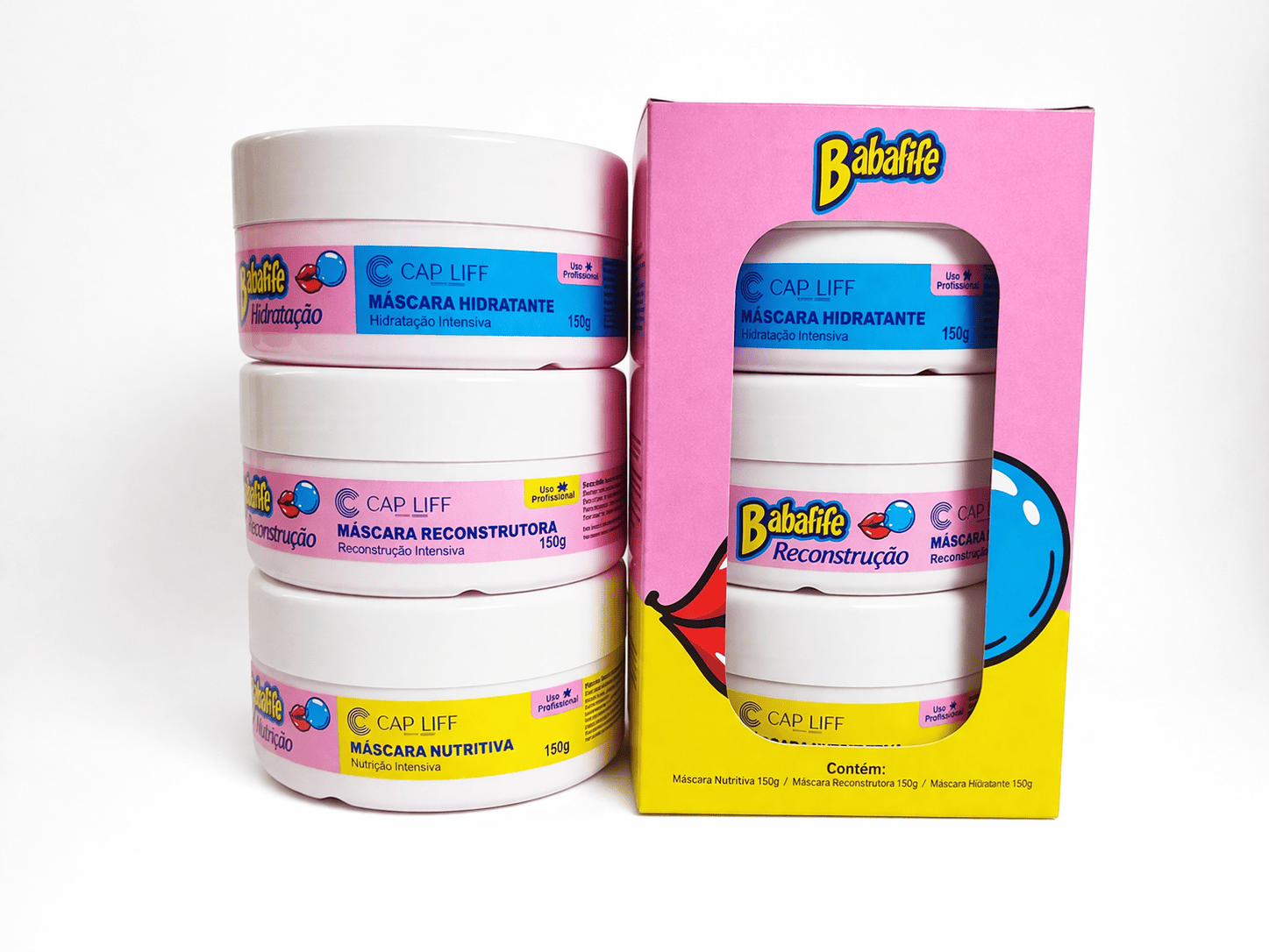 Comprar Kit Cronograma Capilar Babafife Cap Liff 3 Máscaras 150g na Glow Makeup