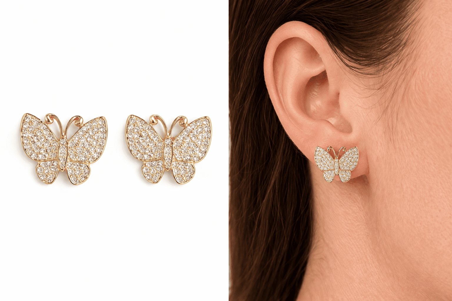 Comprar Brinco Borboleta Cravejado em Strass na Glow Makeup